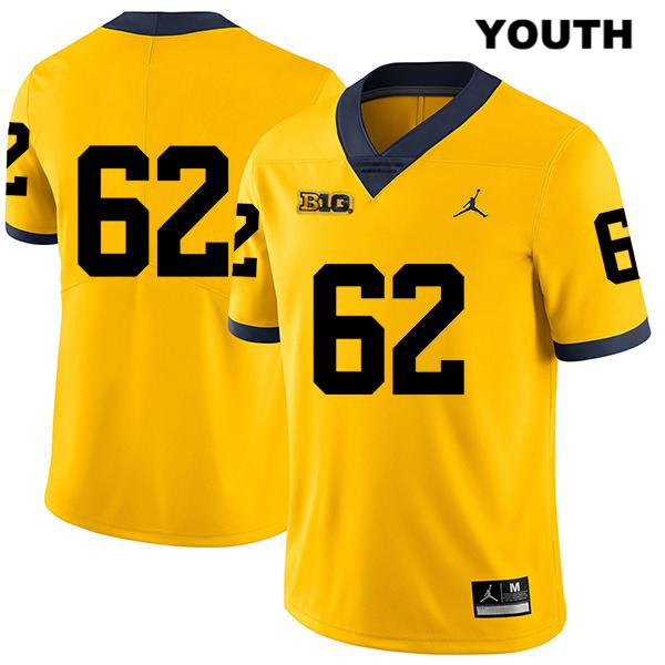 Youth NCAA Michigan Wolverines Mica Gelb #62 No Name Yellow Jordan Brand Authentic Stitched Legend Football College Jersey RD25V73EL